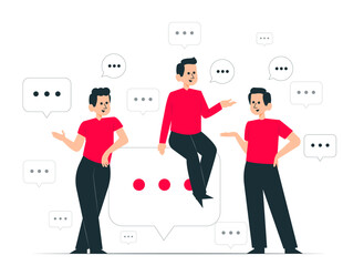 Group of people talking and spends time together. Men talking concept illustration