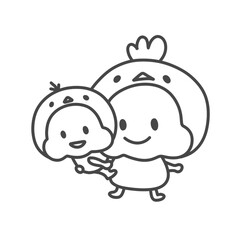 にわとりとひよこの親子