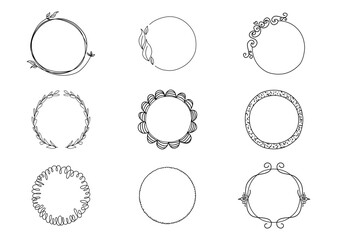 Circle frame elegant isolated icon. Round decorative ornamental border frames. Vintage label designs