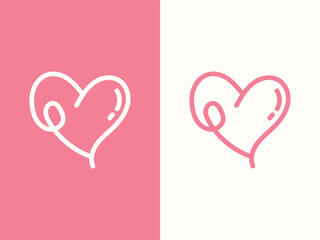 Heart illustration. The line in the form of heart. Template for Valentine's Day banners, posters, greeting cards. Minimalist.