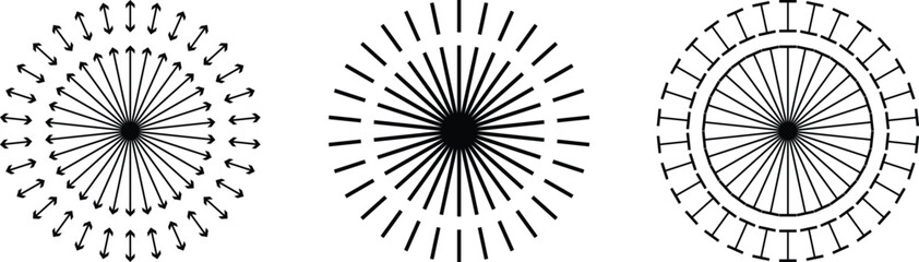 Obraz premium Abstract line star rotating explosion vortex vector illustration. Sharp line sun rise icon, silhouette of sun shine, rotating star, explosion vortex, star linear spiral movement vector illustration. 