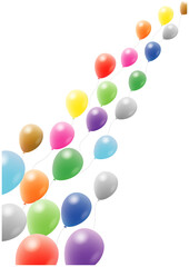 風船が飛ぶカラフルでかわいいフレーム背景