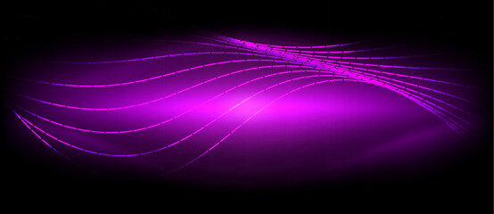 A visually stunning purple wave with a glowing light on a dark background, resembling a lens flare in the night sky