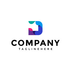 Vector colorful letter D logo template, creative initial D business logo vector design