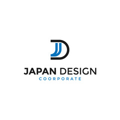 Vector geometric of letter D J initial logo for accounting business logo design template