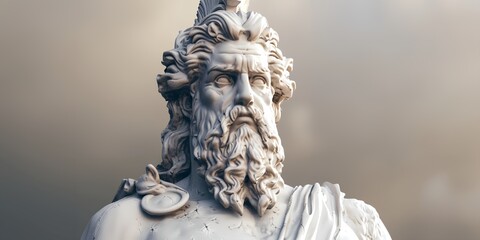 Naklejka premium statue of Greek god Zeus with a beard