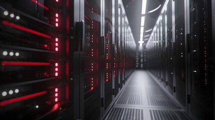 3D render of a computer data center. copy space for text.