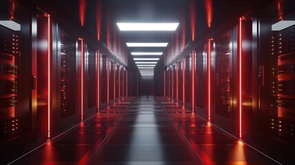 3D render of a computer data center. copy space for text.