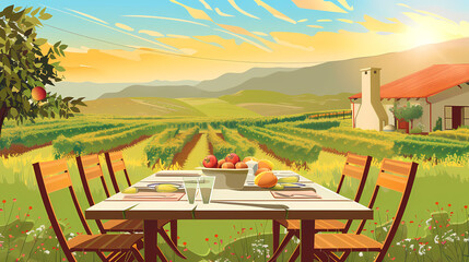 Organic farm to table experience at the restaurant,vector image