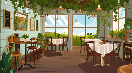 Organic farm to table experience at the restaurant,vector image