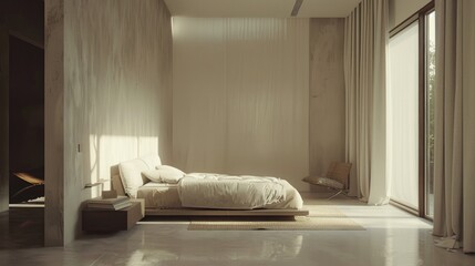 Minimalist Bedroom with clean Lines and Neutral Tones