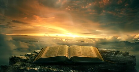 Ancient old book on table