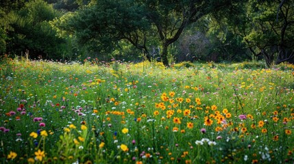 Tranquil Meadow Blanketed in Wildflowers