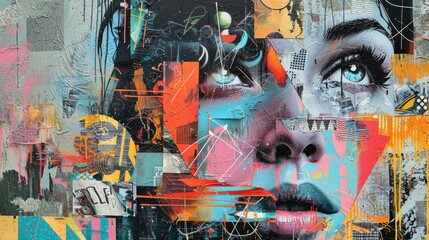Surreal Street Art Collage with Various Graphic Element