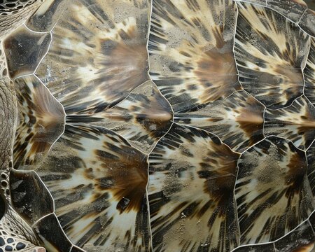 Intricate sea turtle shell pattern with hidden sirena outline.