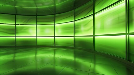 Chroma green tv screen studio virtual background. copy space for text.