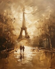 Vibrant painting of Paris Olympics ceremony at Eiffel Tower with running sports and torch,...