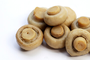 Champignon mushrooms in brine. Canned champignon mushrooms whole