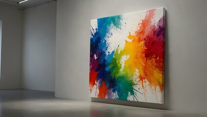 In a gallery of vibrant colors, one canvas stands alone, its purity captivating a single paint stroke on a solid white background ai_generated