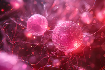 Cancer Cells in our body. Oncology Medical 3d Illustration concepts.