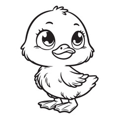 Line art of duckling cartoon vector