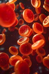 Red Blood Cells, germs, viruses, bacteria, and cholesterol in Blood Vessels. Hematology Medical 3d Illustration concepts.