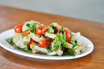 sausage salad, spicy salad or Thai spicy salad or Thai sausage salad