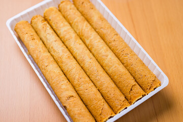 Baked egg roll in the package