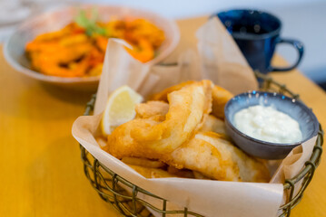 Traditional english dish fish and chips