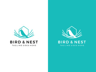bird and nest logo icon vector illustration 