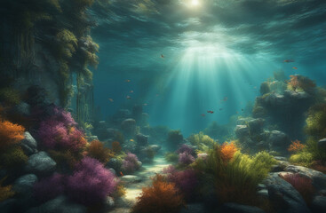 coral reef and diver