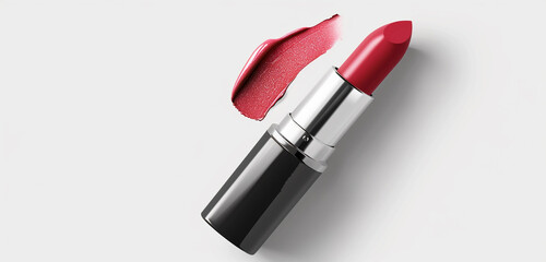 red lipstick on white background