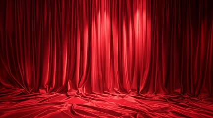Luxurious Red Velvet Curtain Backdrop with Dramatic Spotlighting