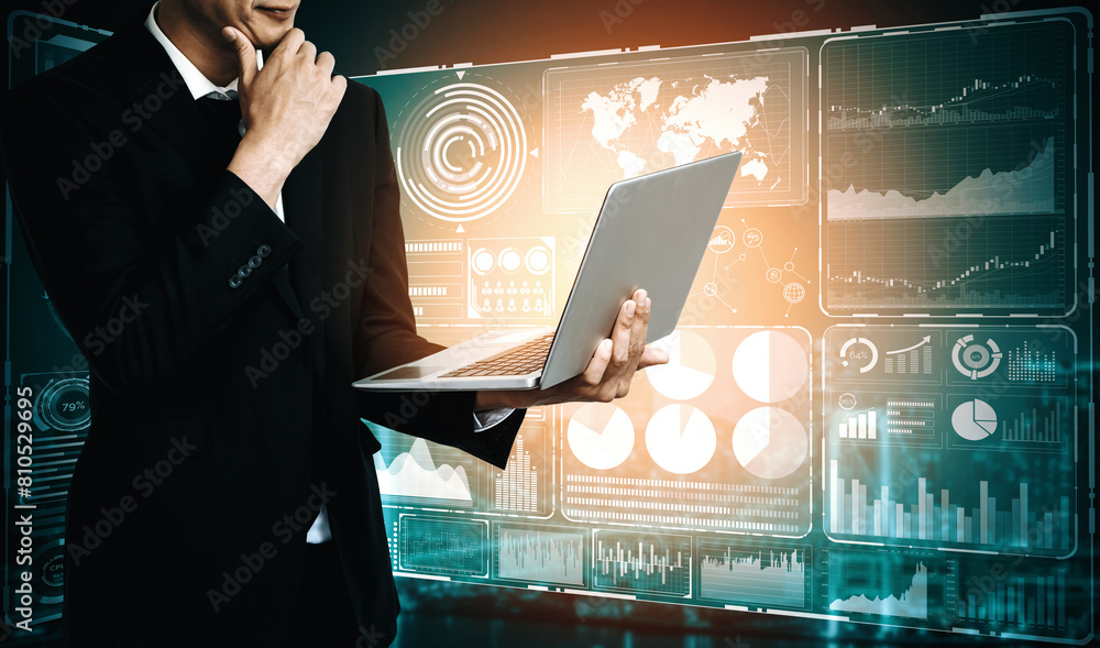 Aufkleber big data technology for business finance analytic concept. modern interface shows massive informatio
