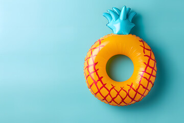 Pineapple floaty pool ring on background.
