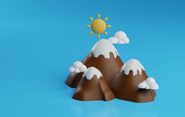 Majestic 3D Mountain Icon in Nature's Grandeur. 3D Render