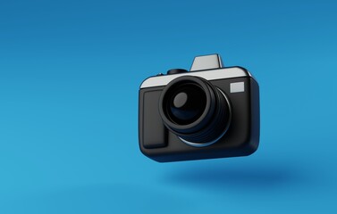 Camera Icon Symbolizing Photography Evolution. 3D render.
