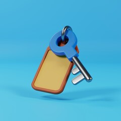 Hotel Key for Travelers and Guests. 3D Render
