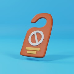 Privacy Unveiled, Do Not Disturb' Icon for Hotel Room Concept. 3D Render