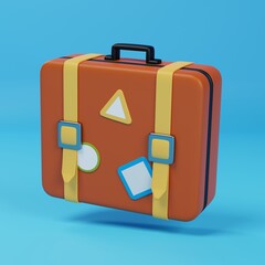 3D Icon of Suitcase for Journey and Tourism. 3D Render