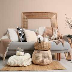 Scandinavian Living Room Interior with Cozy Modern Design