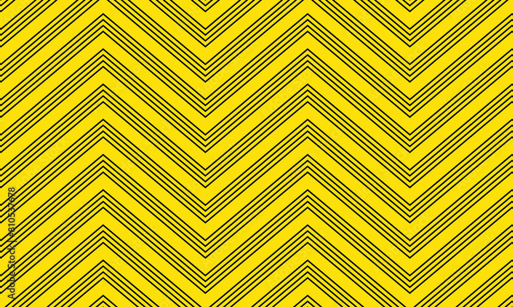 Poster abstract simple horizontal black wave line pattern on yellow.