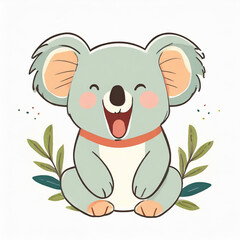 Fototapeta premium Colorful koala yawning, eyes closed