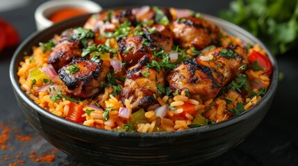 Arroz con Pollo (Colombian Style Chicken and Rice), competition-winning photography composition, presentation, studio lighting, Delicious Arroz con Pollo - Mouthwatering Colombian Chicken and Rice  