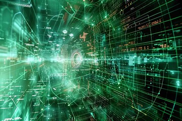 Obraz premium Intricate digital connections and data paths flowing through a computerized interface
