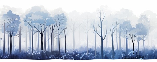 Obraz premium A watercolor painting of a winter forest