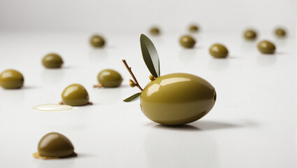 olive on white background - obrazy, fototapety, plakaty