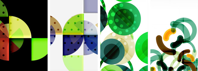 World of geometric elegance with abstract circle poster set. Circles intertwine in a symphony of shapes and colors, offering a contemporary visual feast for your design