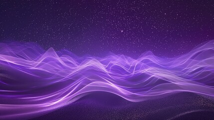 A digital purple aurora borealis, with ethereal waves of light dancing across a starry night background. 32k, full ultra hd, high resolution