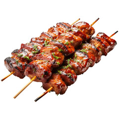 Delicious and juicy beef skewers with spices and herbs.